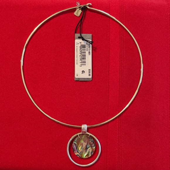 ROBERT LEE MORRIS GOLD SILVER TONE ABALONE WIRE CHOKER NECKLACE NWT - Picture 3 of 15